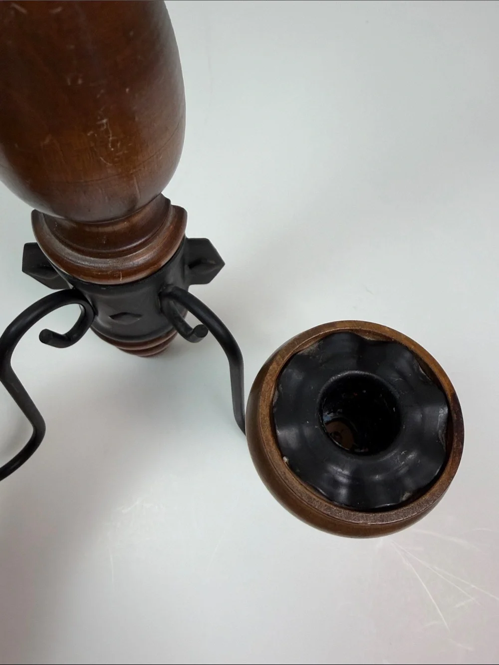 Vintage Wood & Metal 2 Arm Wall Candle Holder Sconce Farmhouse Cottagecore